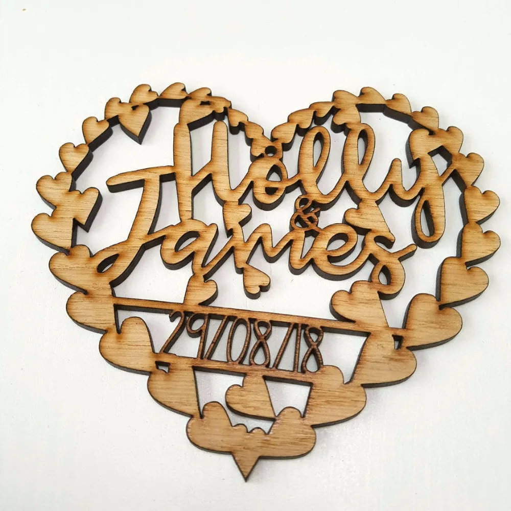 Персонализированный акриловый в форме сердца лазерная резка сохранить дату