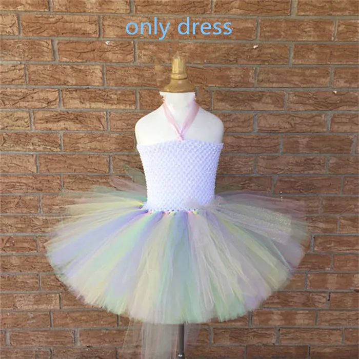 Only Dress Пони, единорог, платье-пачка для девочек, Тюлевая пастельная Радуга, платье для дня рождения для маленьких девочек, Детский костюм, косплей на Рождество и Хэллоуин - Цвет: Only Dress
