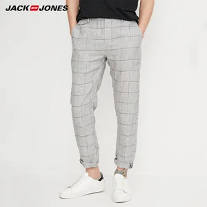 Брюки Jack Jones мужские повседневные Прямые в клетку, льняные штаны, весна 218214527