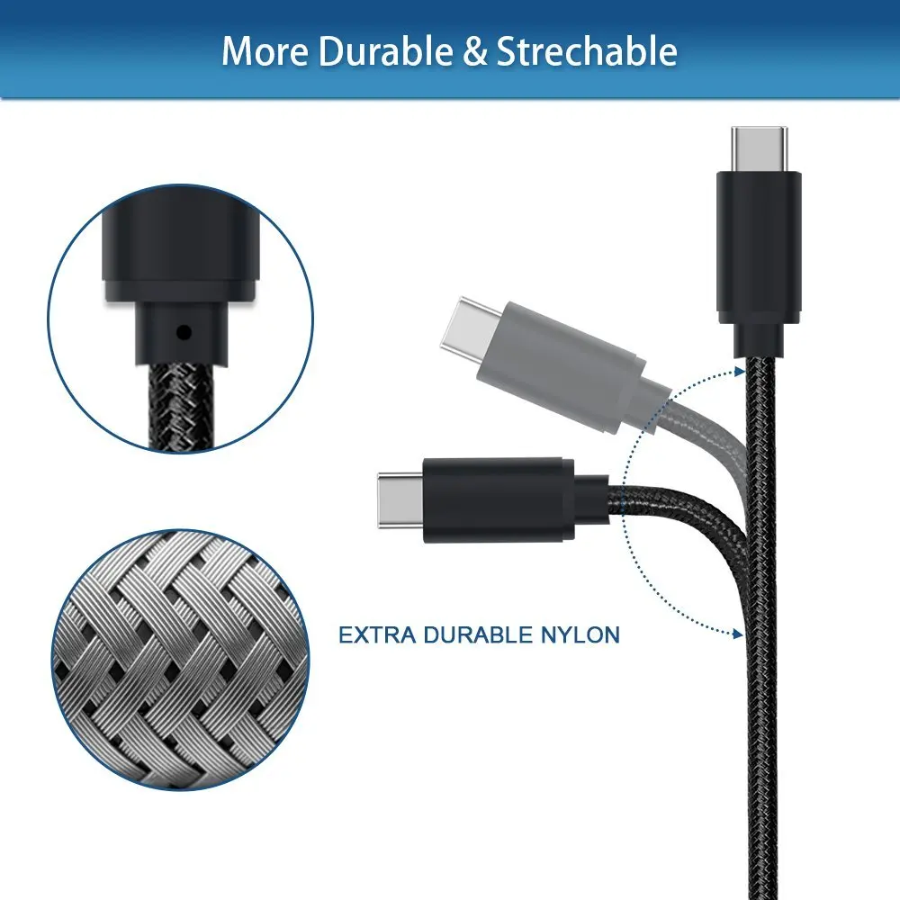 Кабель USB C 5 в 3 А 2 м для быстрой зарядки и синхронизации данных Type нейлоновая