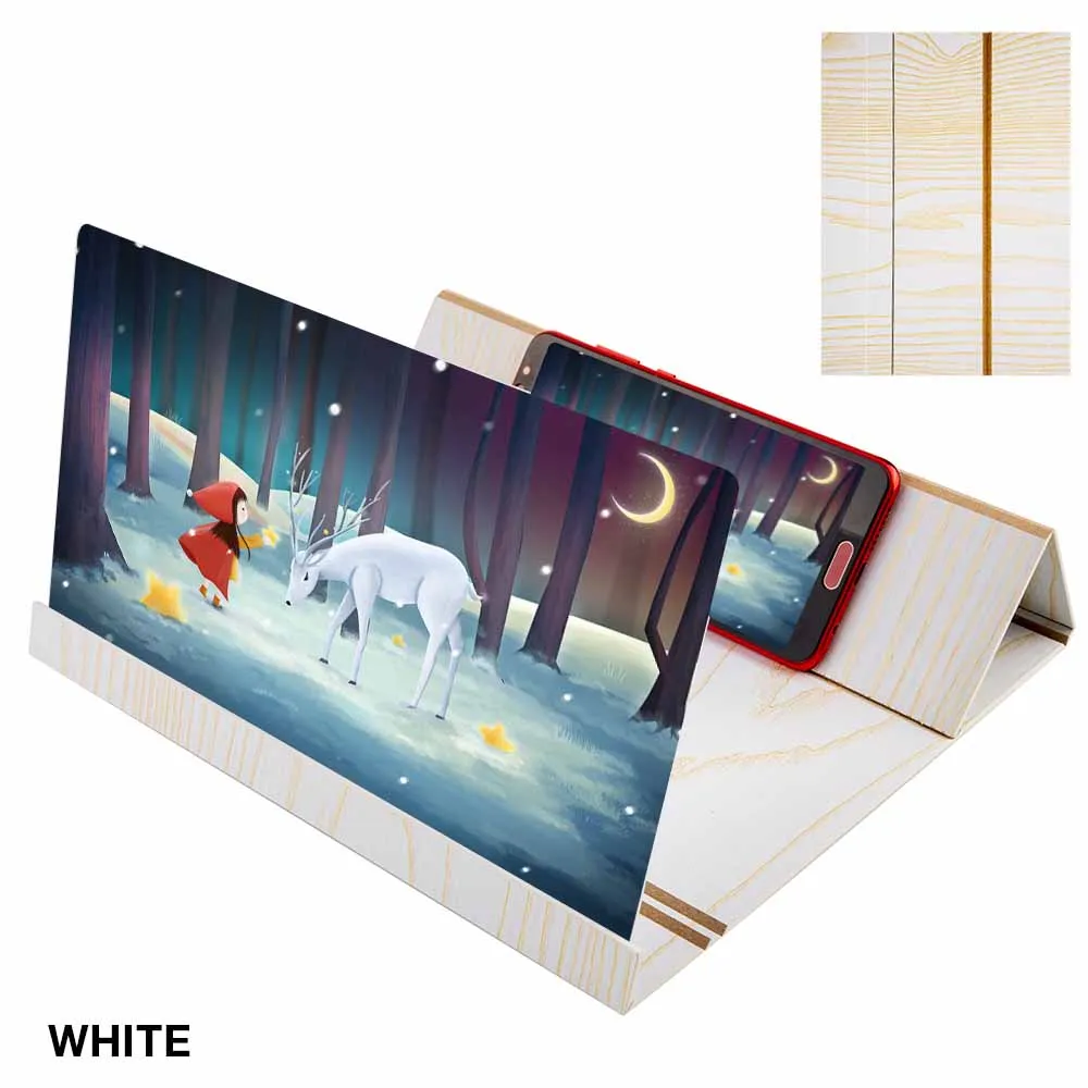 White 3D усиления 12 дюймовый телефонный корпус Экран стереоскопический проекция для мобильного телефона с крепежной скобой видео Экран Лупа усилитель крепления кронштейна с функцией держателя - Цвет: White