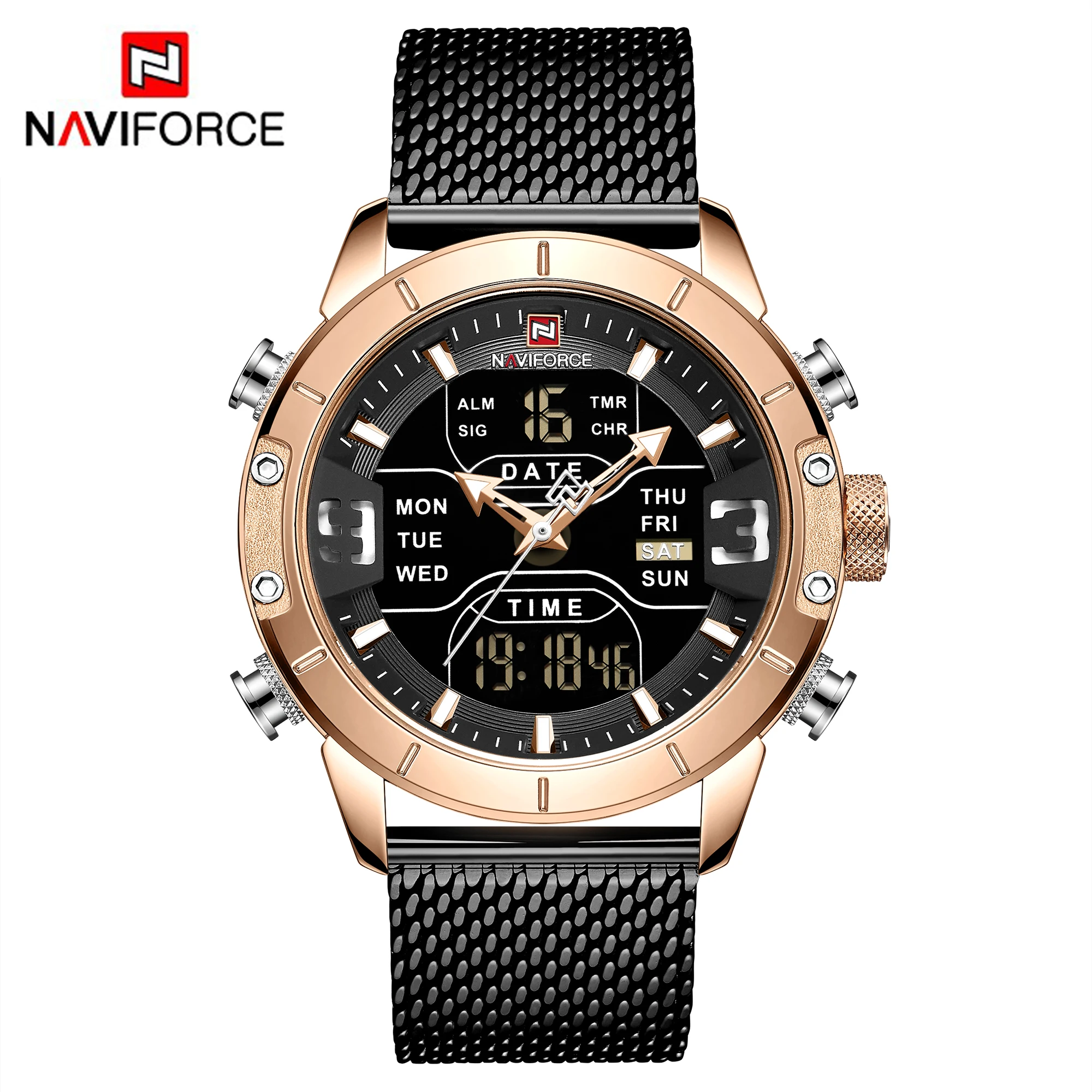Часы наручные NAVIFORCE Мужские кварцевые брендовые Роскошные водонепроницаемые в