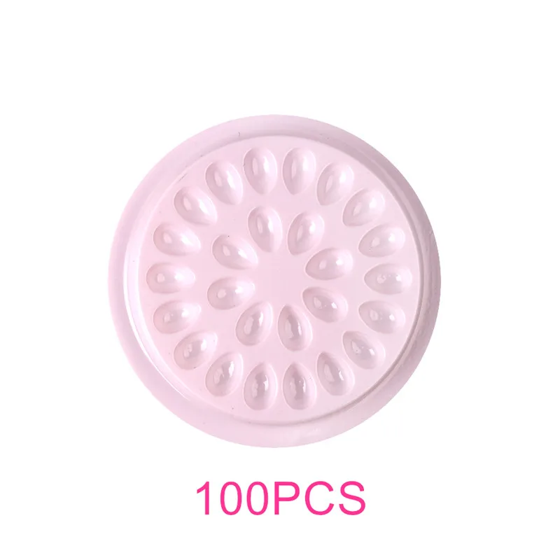 Pink -100pcs Портативный цветок формы прозрачный и розовый клей для ресниц держатель одноразовые прочные прокладки поддон для наращивания ресниц макияж инструменты - Цвет: Pink -100pcs