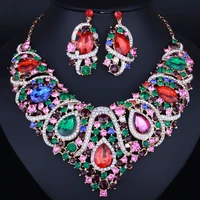 latest african beads resin crystal necklace and earrings six colors bridal jewelry sets free shipping