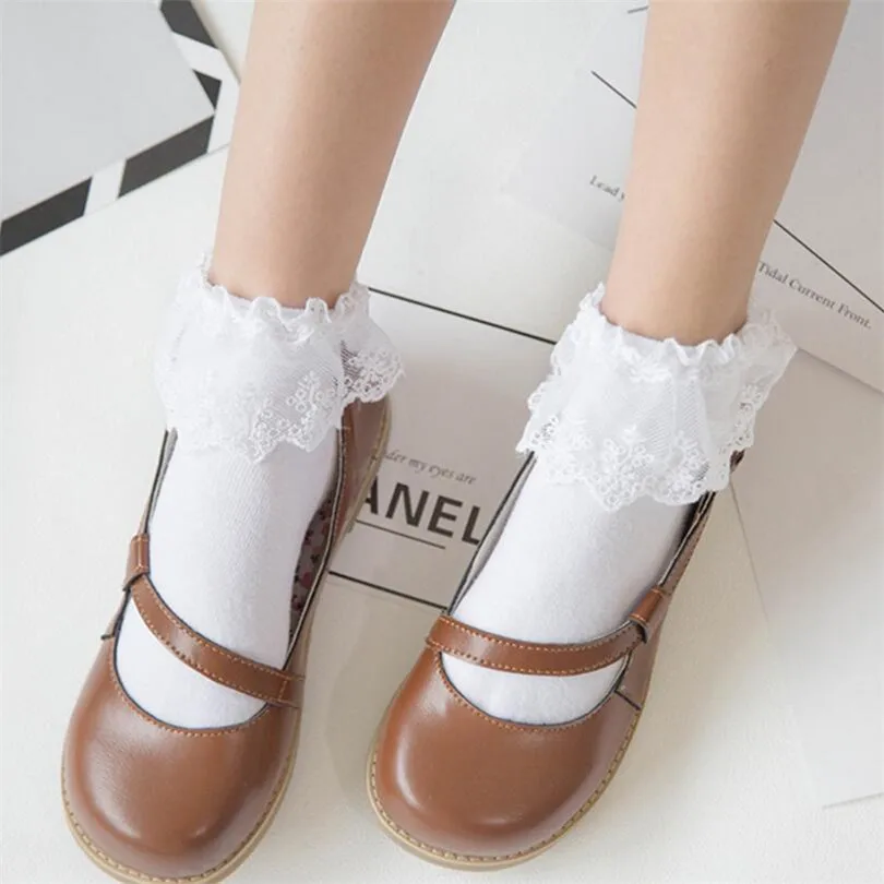 

Носки женские YSDNCHI, кружевные, черные и белые, с рюшами