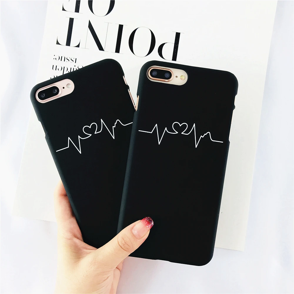 For iPhone 7P 6 6S 8 Plus X XS Simple Art Line Character Avatar Couple Phone Cases 5 5S SE Hard PC Cover Fundas Caque | Мобильные