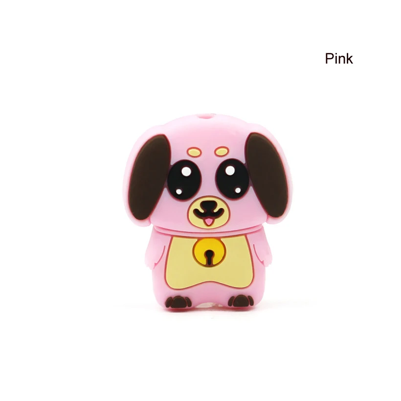 Pink dog 10pcs 10 шт коала силиконовые бусины Сова собака цыпленок утка детские жевательные игрушки для DIY соска цепь ребенок прорезыватель животное уход ожерелье бусы - Цвет: Pink dog 10pcs