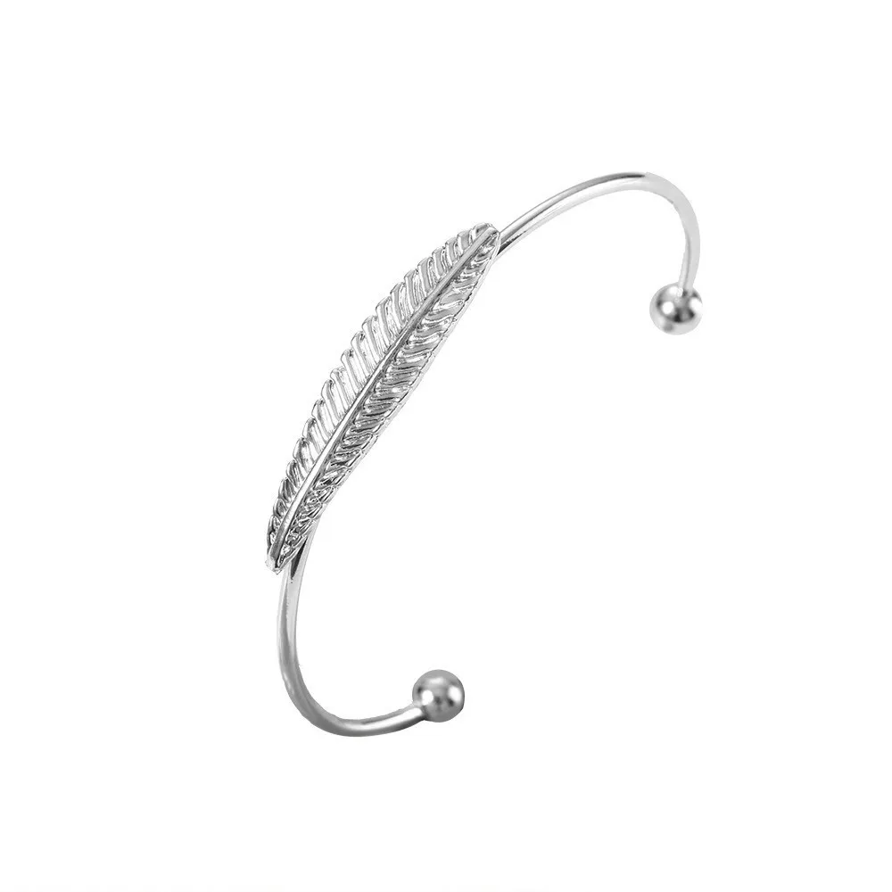 Pulseras модные золотые/серебряные браслеты из манжеты и браслеты для женщин и мужчин ювелирные изделия женский браслет с подвесками Pulseiras Bijoux аксессуары - Окраска металла: Leaf Silver