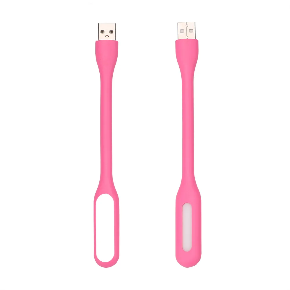 Pink Регулируемый гибкий мини USB светодиодный ночной Светильник для ноутбука ночной работы походный светильник для чтения книг power Bank силикагелевый светильник - Испускаемый цвет: Pink