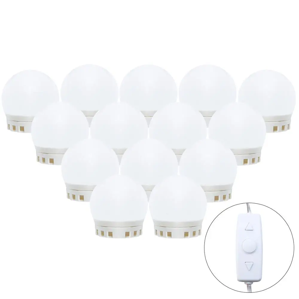 14 bulbs 4000K White Светодиодный Светодиодный светильник, настенный зеркальный светильник с USB полосками, лампа для макияжа в голливудском стиле с регулируемой яркостью, туалетный столик, светодиодный ночник - Цвет абажура: 14 bulbs 4000K White