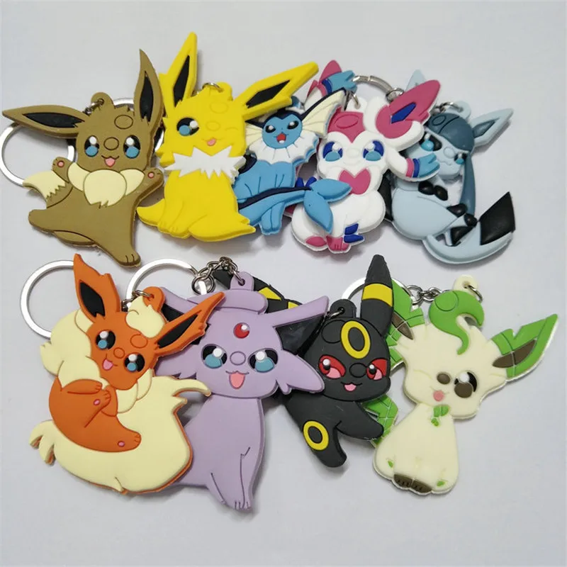 Игрушки из ПВХ для ключей Evee Figures брелок с мультипликационным принтом Jolteon Flareon