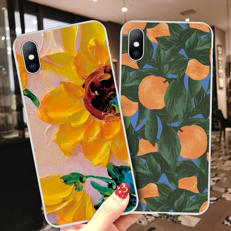 Чехлы Ottwn с подсолнухами и цветочным рисунком чехол для iPhone 6 6s 7 8 Plus 5 SE мягкие