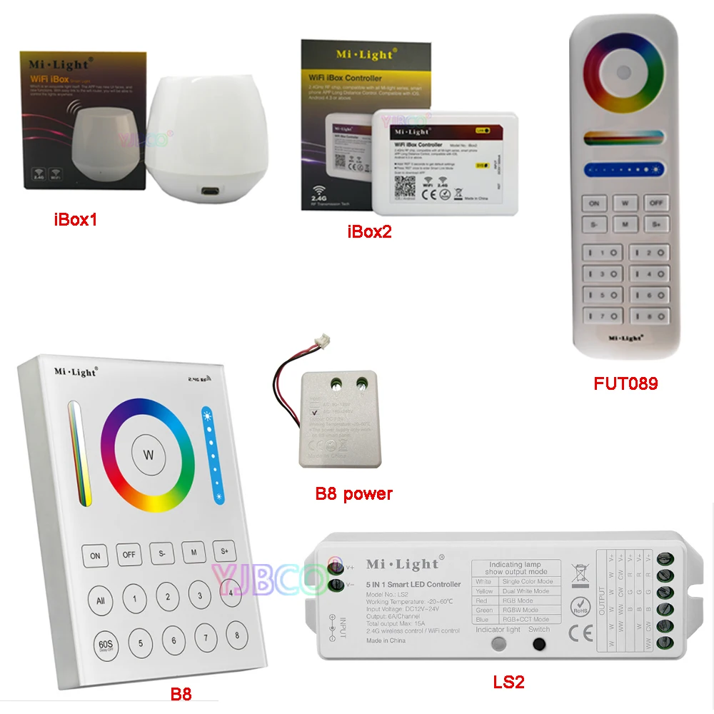 

MiBOXER 2.4G RGB+CCT wireless 8 Zone remote Wallmounted Touch Panel LS2 5IN 1 smart led strip controller FUT089//B8/iBox1/iBox2