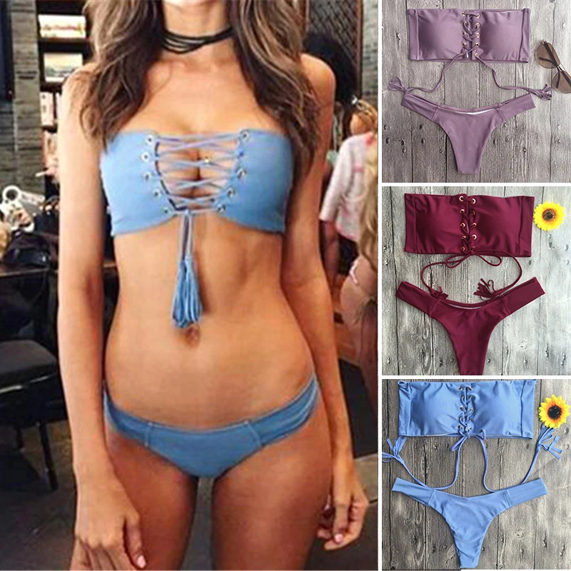 2017 женские бандажные стринги бразильские бикини купальник женский сексуальный