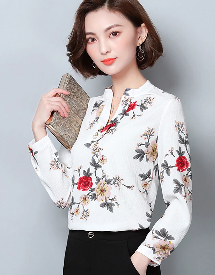 Женская шифоновая блузка, рубашка,, женская одежда, длинный рукав, Blusas, шифон, женские офисные блузки, с принтом, в полоску, в горошек, для девушек, OL, Топ