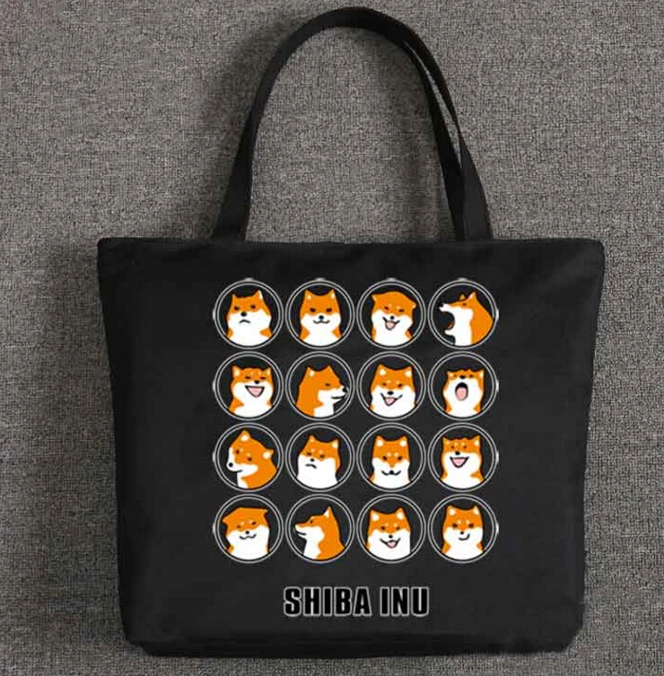 Новые милые сумки для собак Сиба ину аниме мультфильм Холст Женская Студенческая