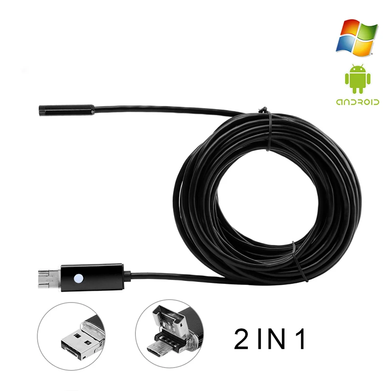 AN99 5,5 мм 6 светодиодный ПК Android эндоскоп 2 м/5 м/10 м USB бороскоп Мобильный объектив для Andriod