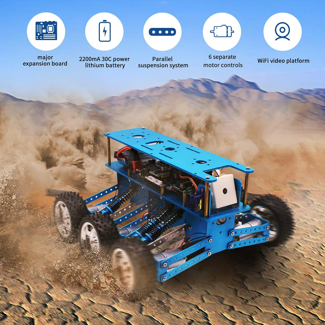 Внедорожный робот-автомобиль 6WD с камерой для Arduino робототехника сделай сам