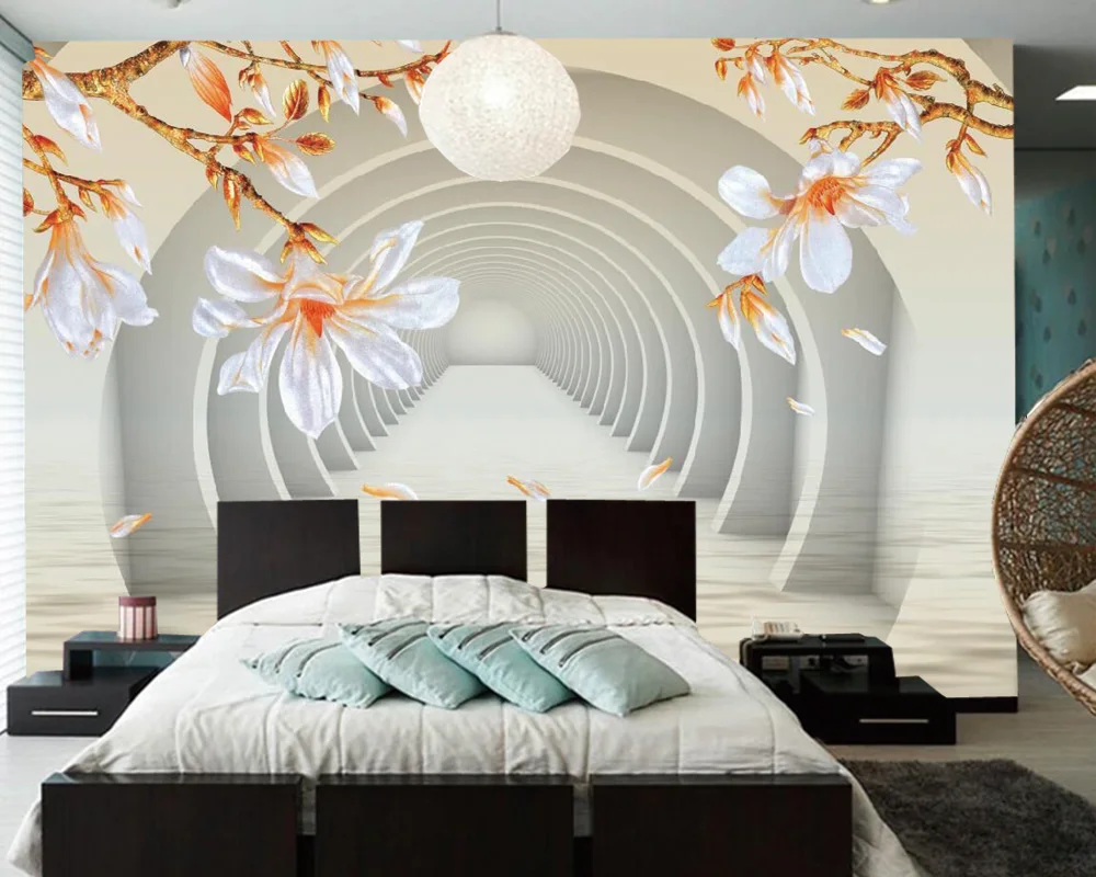 Большие 3d обои на заказ объемные нефритовые орхидеи гостиной ТВ диван спальни