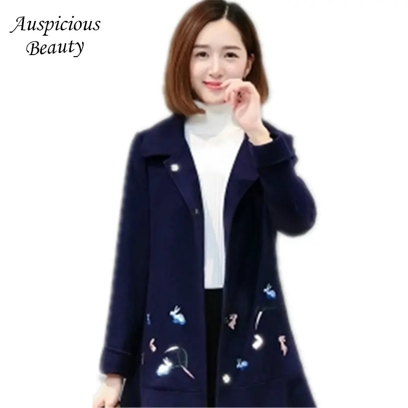 2017 Новинка зимы Для женщин модные тонкие шерстяные пальто Шерстяные для