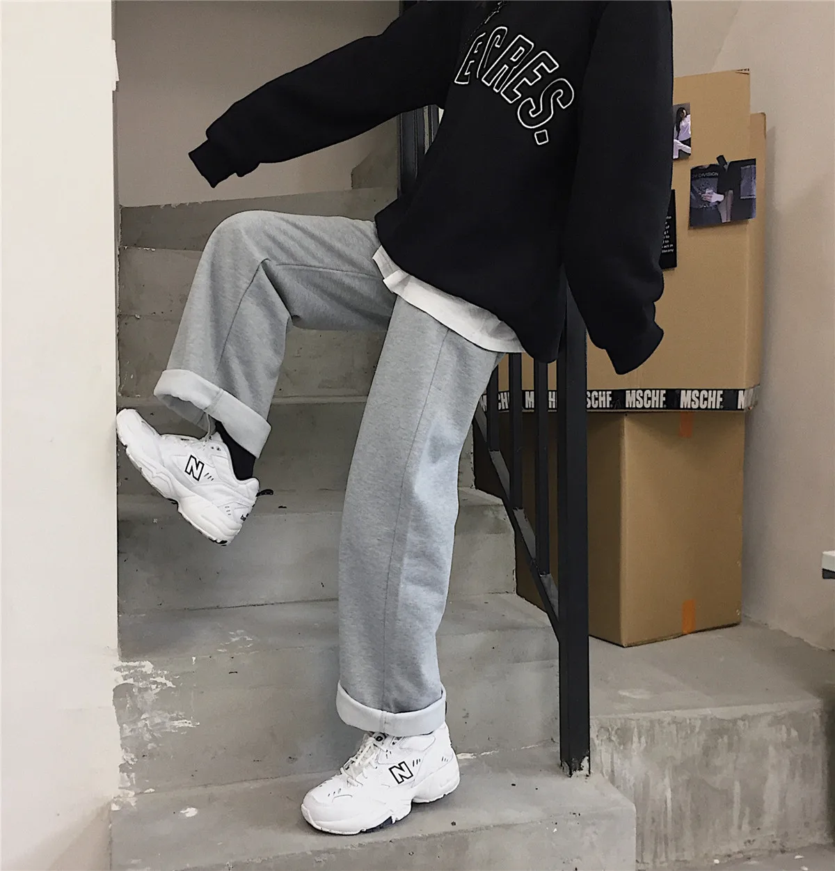 

Women's Clothing Casual loose Universa Wide Leg Pants BF Solid harajuku vintage women pants New Autumn hipster streetwear Capris