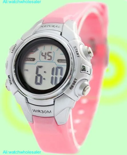 ALEXIS розовый хронограф Подсветка Черный Ободок водостойкий дамы девушки цифровые