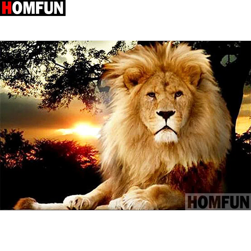 HOMFUN полностью Алмазная вышивка животное лев алмазная живопись крестиком шаблоны