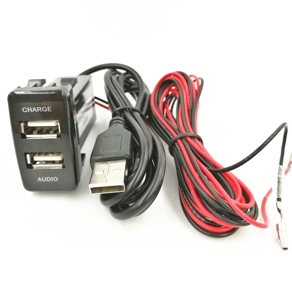 Автомобильное зарядное устройство с USB-интерфейсом 50 шт./лот 5 В 2 1 А + USB-аудиовход