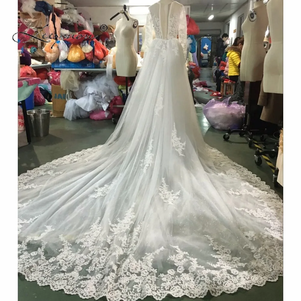 Leeymon сексуальная русалка с длинными рукавами кружева свадебное платье 2019 плюс