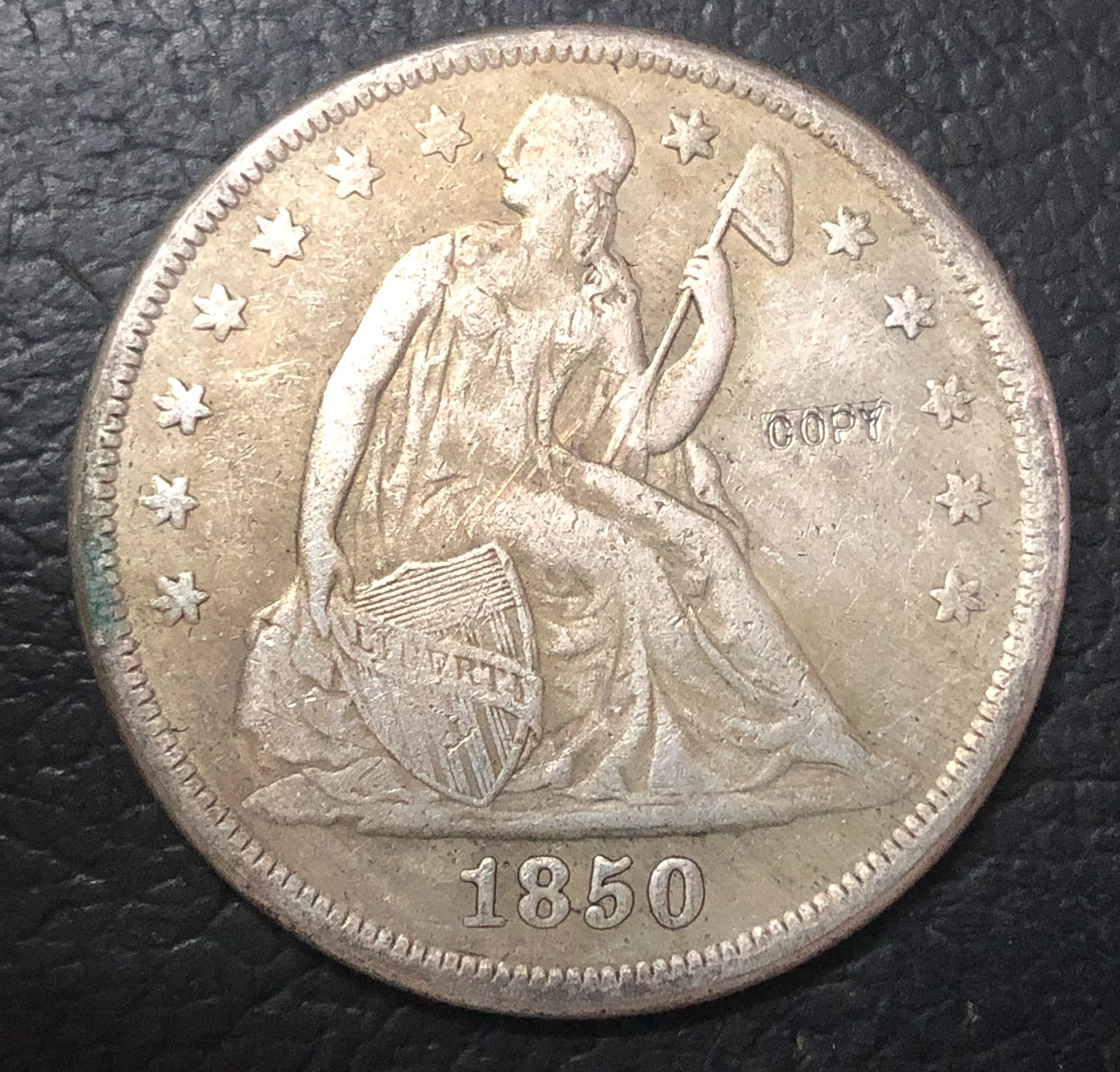 1850-O Соединенные Штаты сидя свободы доллар Посеребренная копия монеты | Дом и сад