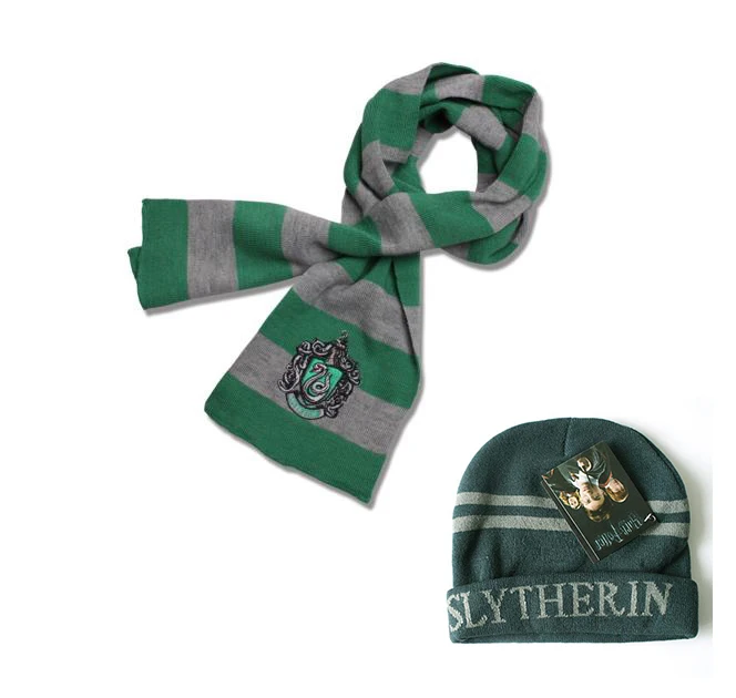 Slyt S Scarf Cap Поттер шарф Гриффиндор/Слизерин/Hufflepuff/Ravenclaw шарф+ шапка/галстук/сенсорная перчатка шарф мягкий теплый рождественский подарок - Цвет: Slyt S Scarf Cap