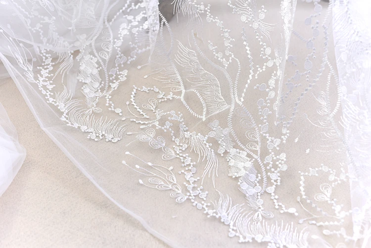 130 см Королевский стиль французская Цветочная кружевная ткань цвета слоновой