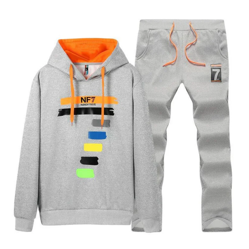 

New Men Tracksuit Set Autumn Winter Fleece Hood Top + Pants Sweatshirts 2 piece Set Hoodies Sweatshirts Plus Size 4XL X3
