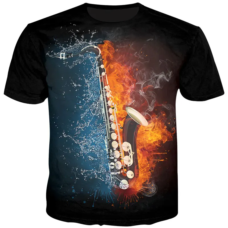 

YOUTHUP Newest Men's t shirts 3D Saxophone Printed Top Tees Summer Short Sleeve T shirts Funny Male Cool Style T-shirts