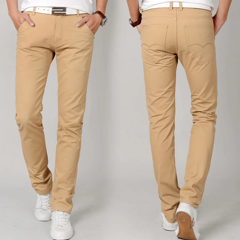 Модные мужские тонкие прямые повседневные брюки из хлопка и льна Сезон весна