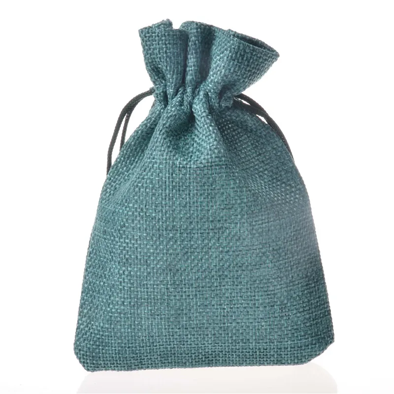 

10x14cm 50pcs/lot Green Burlap Drawstring Jute Jewelry Packaging Pouches Christmas Wedding Party Ring necklace Earring Gift Bags