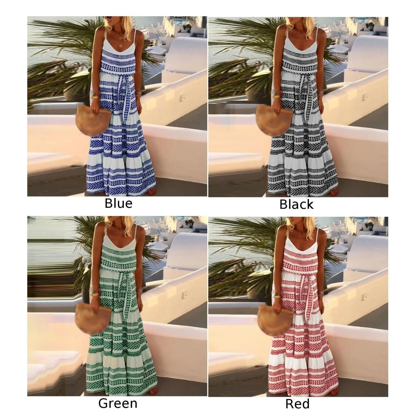 Женское расклешенное женское платье больших размеров бохо глубокий v-образный