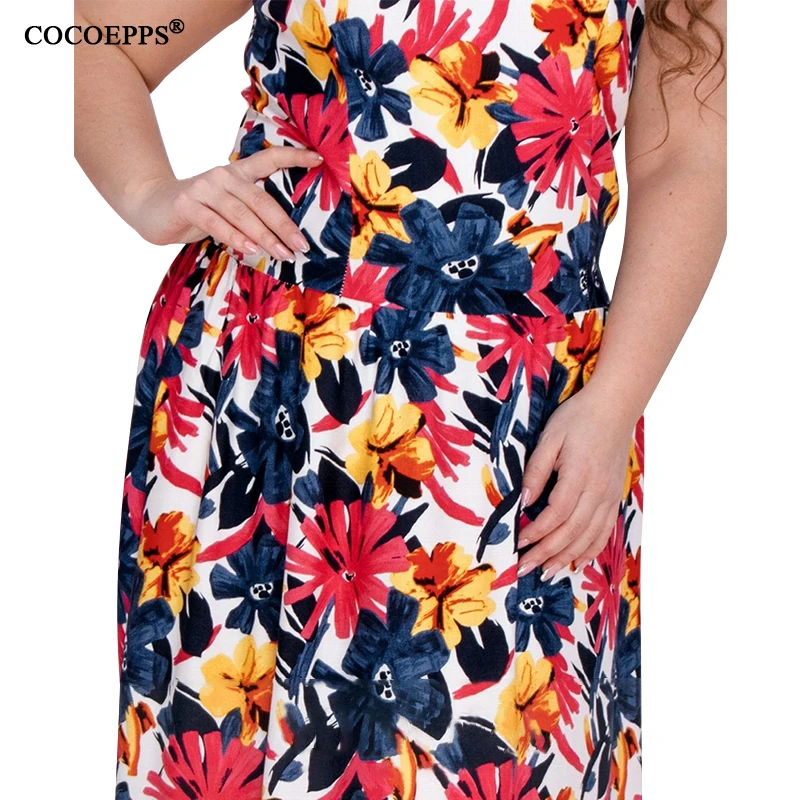 

COCOEPPS Plus Size Maxi Dress Boho Style Printed 2019 Floral Big Size Women Dress Beach Chiffon Large Size Long Summer Dresses