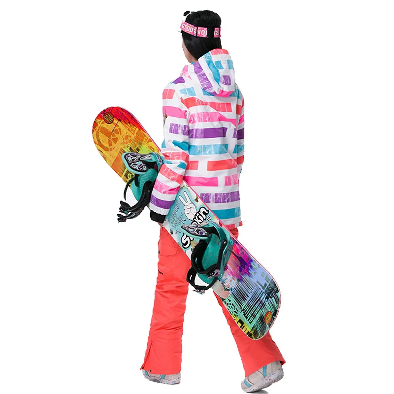 Полоса Зима Теплая Женщины Лыжах Куртки Для Отдых Туризм Спорт На Открытом