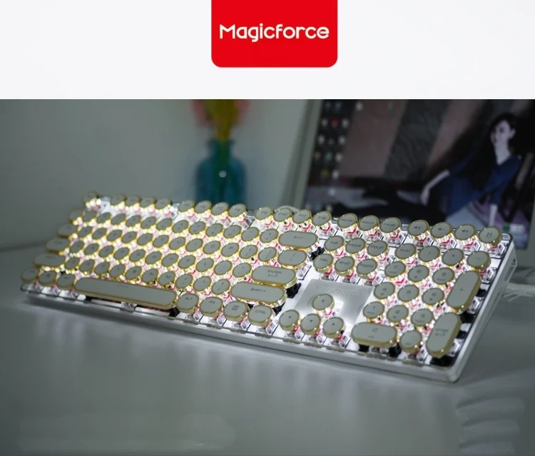 Проводная Механическая игровая клавиатура Magicforce со стразами 108 клавиш винтажная