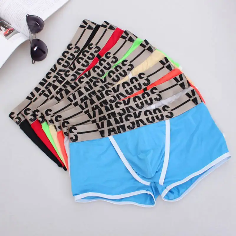 Mens Underwear Sexy Soft Lingerie 7pcs/lot Males Boxer Shorts Trunks Ice Silk Men's Bulge Pouch Bottoms Homme Cueca Knickers New