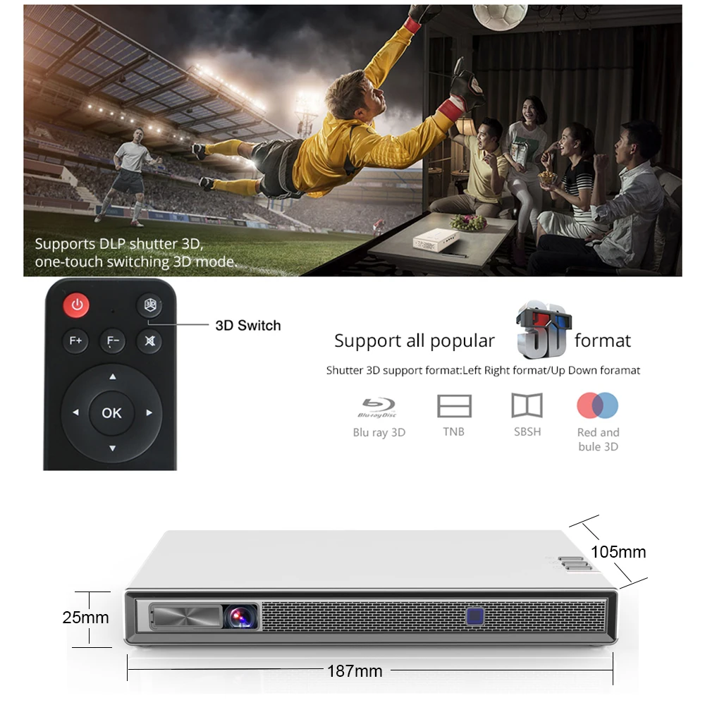 Vivicine T5 4k мини-проектор, Android 6,0 Bluetooth 4,2, 4000 мАч батарея, Смарт HDMI USB PC игры мобильный проектор