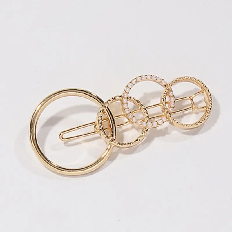 Минималистичное кольцо с большим маленьким округлым кольцом Bobby Pin, женские матовые металлические заколки для волос с искуственным жемчугом, геометрические заколки для волос, заколка для волос DIY