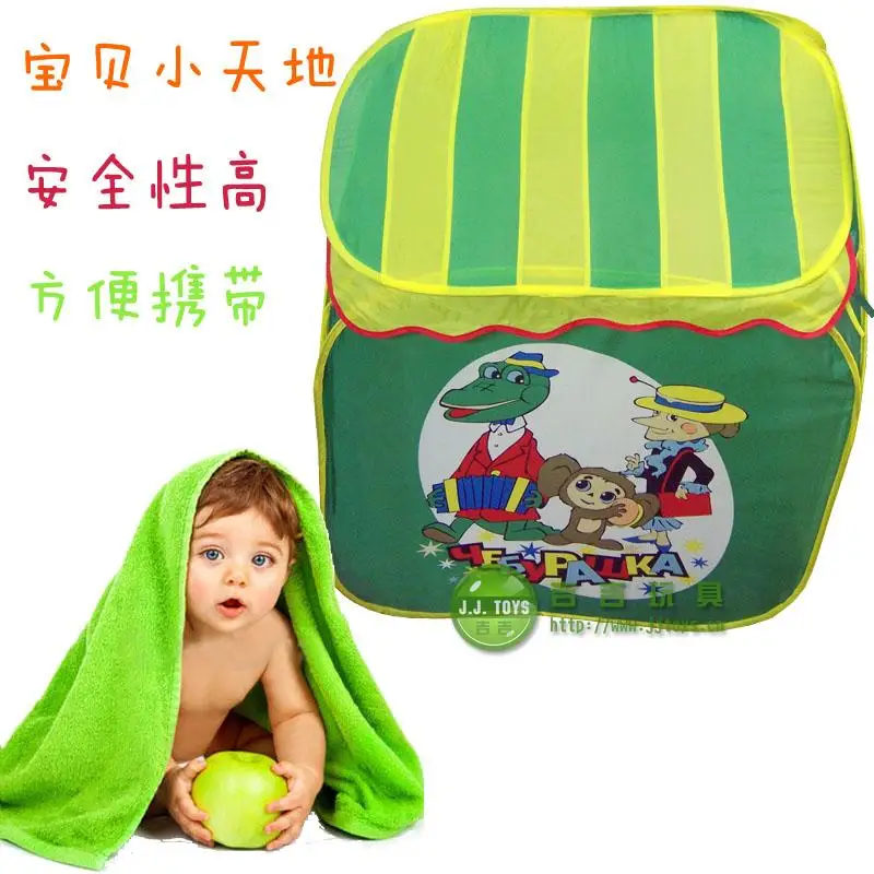 

Free shipping Child's play tent toy tent Export genuine print cartoon child tent roof game house green paragraph High quality