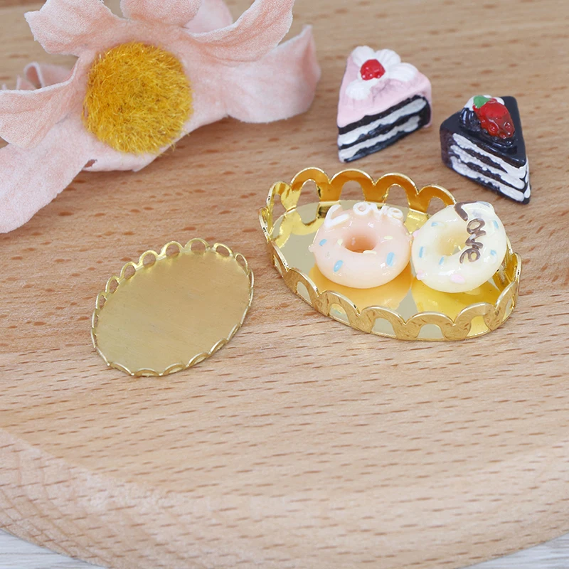 1/12 Миниатюрные аксессуары для кукольного домика мини металлический поднос