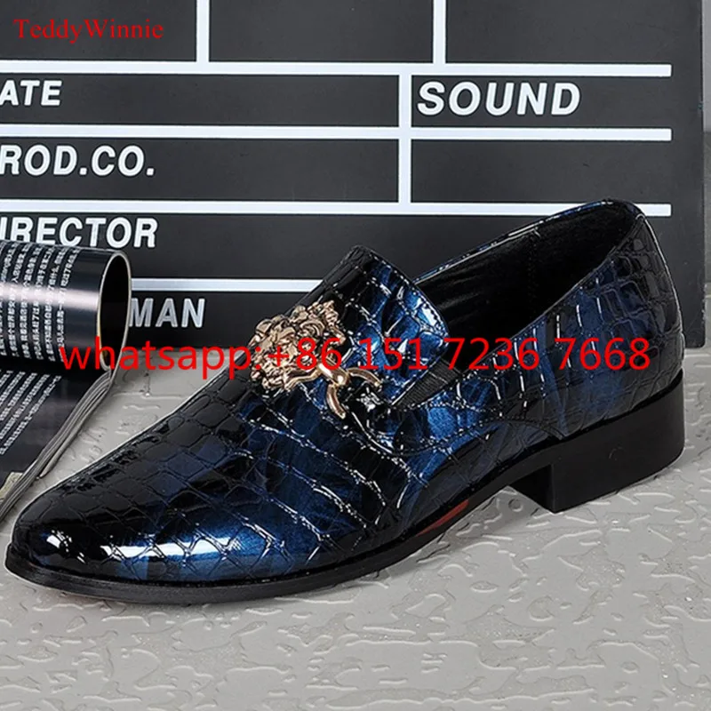 New Fashion Shoes Men Slip On Loafers Wedding Oxfords Business Formal Brogues Patent Leather Dress Zapatos Mujer | Обувь