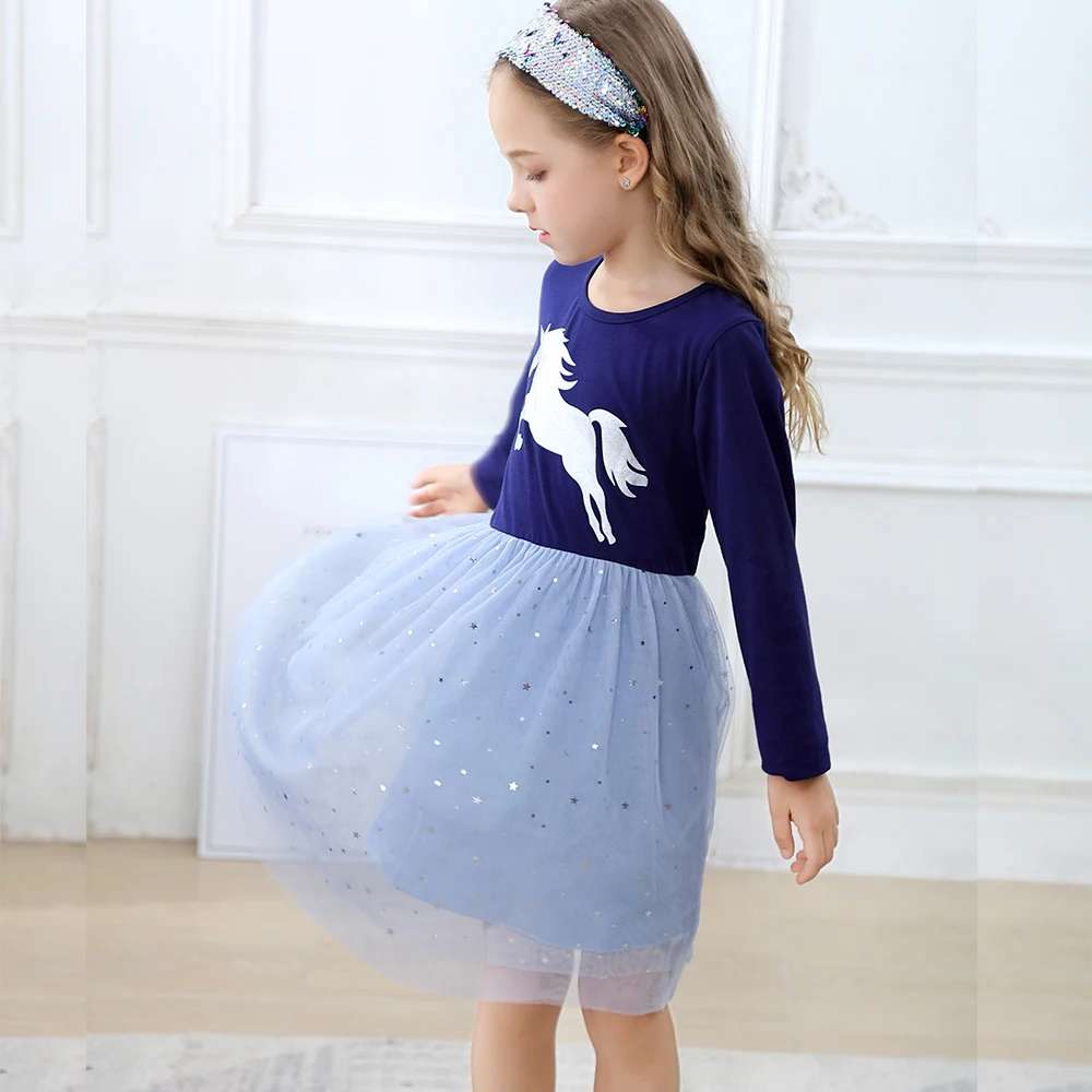 Новинка; Брендовые платья для девочек; хлопковая детская одежда с длинными рукавами и аппликацией животных; вечерние платья принцессы для девочек; сезон осень-весна