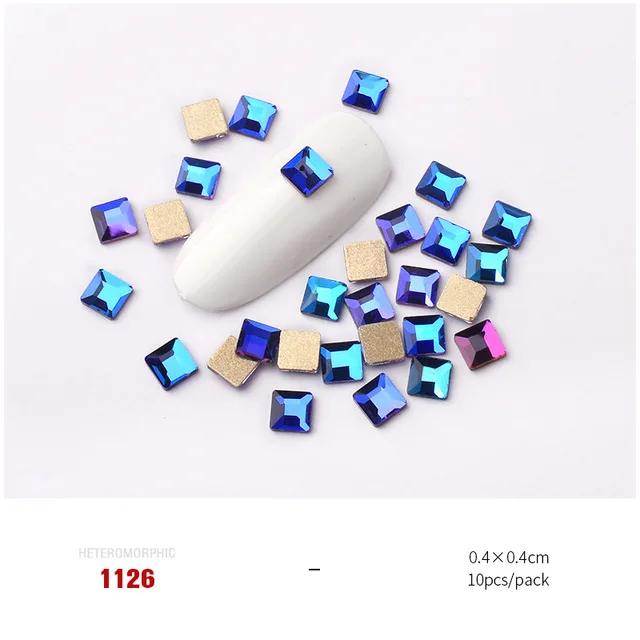 Зеленый Стразы для ногтей набор страз с плоской задней квадратном каблуке смешанных цветов, размером 4x4 мм 3D нейл-арта Украшенные стразами драгоценные камни DIY Одежда ручной работы Маникюр Accessories10Pcs/мешок 050 - Цвет: Зеленый
