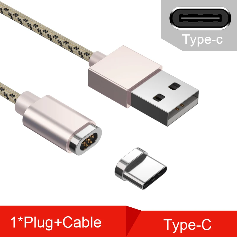 Type C Cable Gold Магнитный кабель Micro usb type C для быстрой зарядки, магнитный кабель Micro USB для зарядки и передачи данных, кабели для мобильных телефонов iPhone - Цвет: Type C Cable Gold