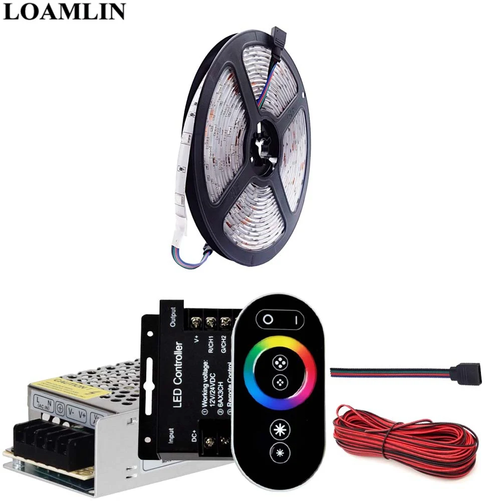 Светодиодная ленсветильник RGB 5050SMD 5 м 10 15 20 30 светодиодов на метр сенсорный пульт